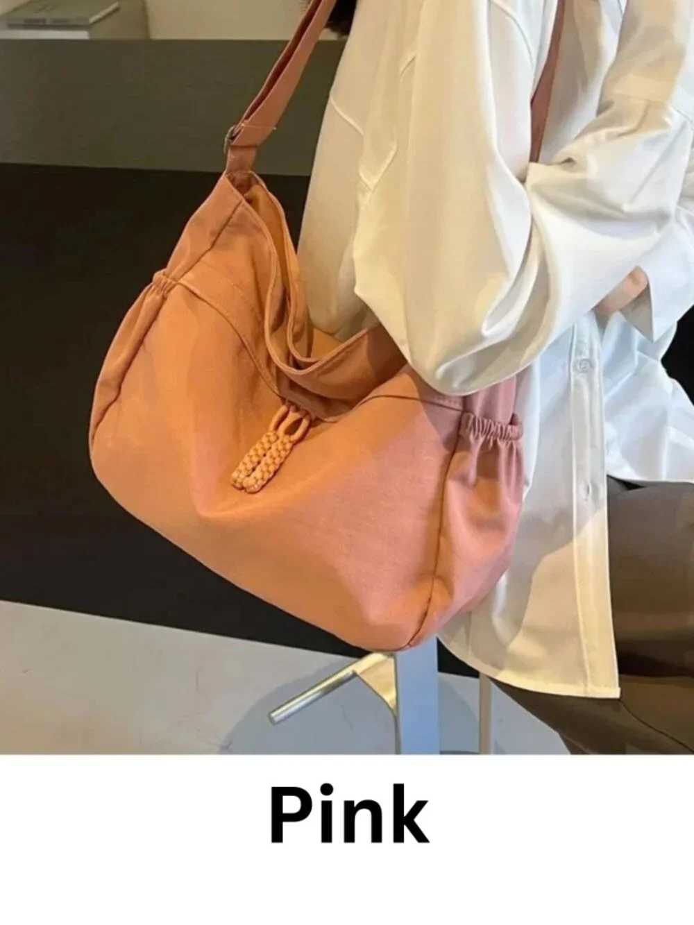 Large Capacity Retro Nylon Hobo  Tote Crossbody Shoulder Bag Lightweight beach